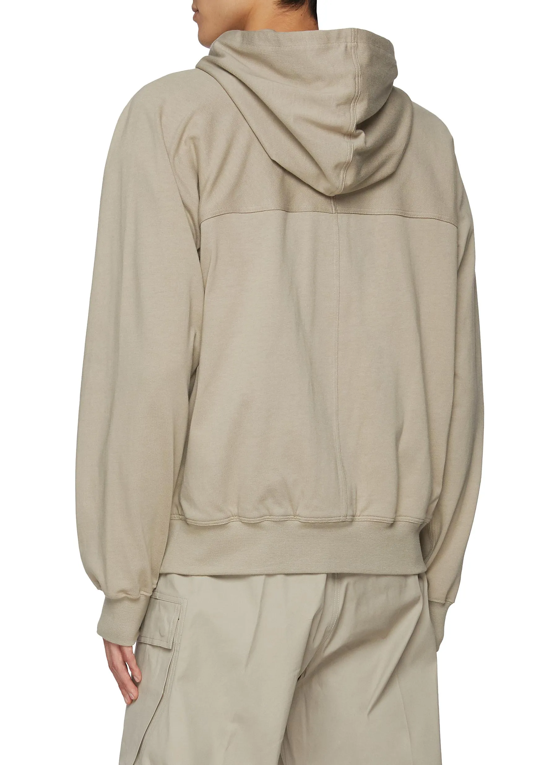 -----------RICK OWENS   ---- ------------ ----Long Drawstring Zip Up Cotton Hoodie --