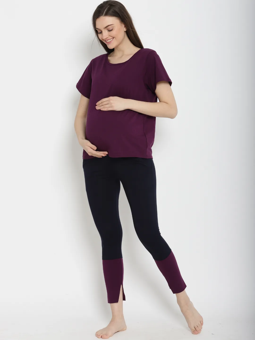 2pc. Plus-size Maternity Leggings Set