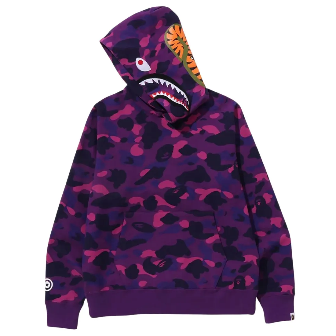 A Bathing Ape Men Color Camo Shark Pullover Hoodie (purple)