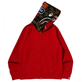 A Bathing Ape Men Crazy Face Full Zip Hoodie (red)