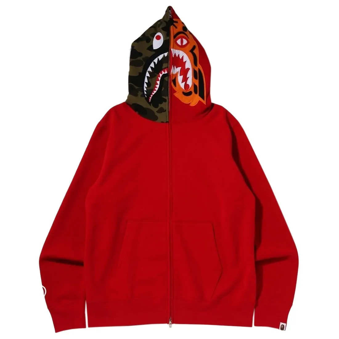 A Bathing Ape Men Crazy Face Full Zip Hoodie (red)