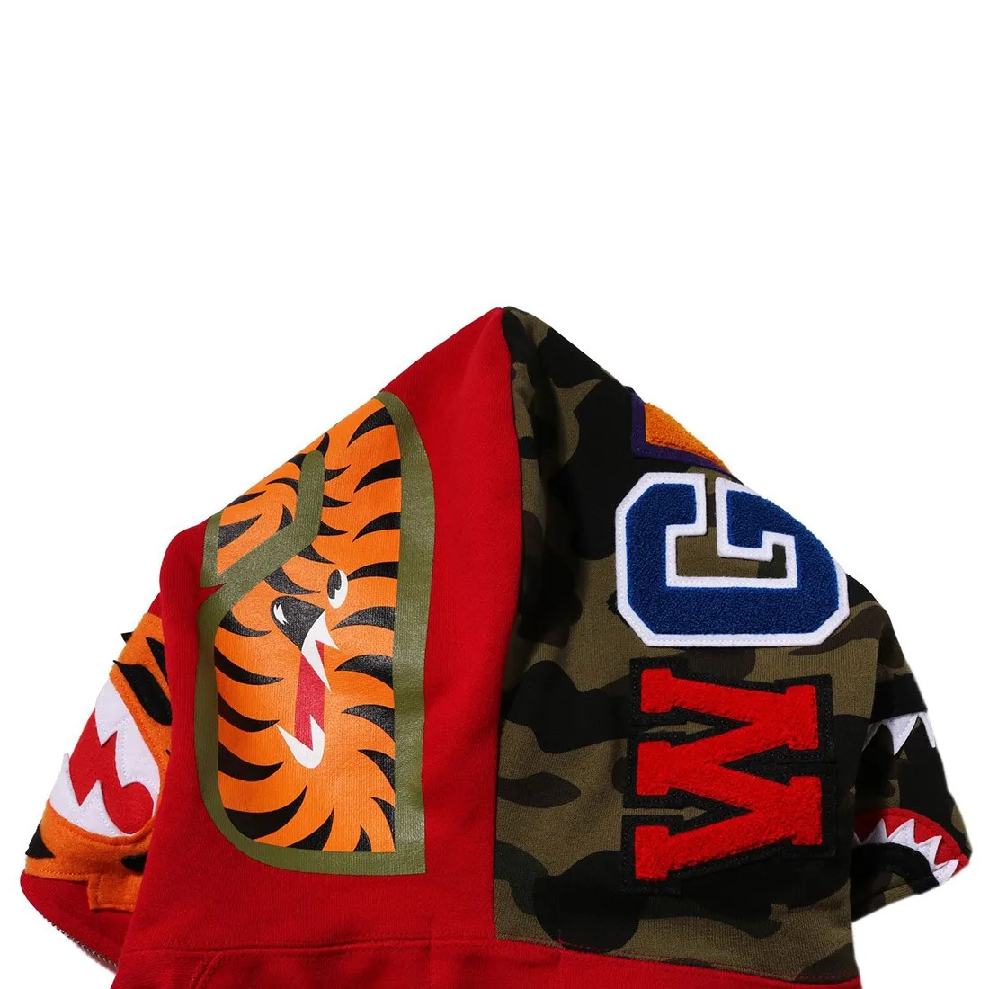 A Bathing Ape Men Crazy Face Full Zip Hoodie (red)