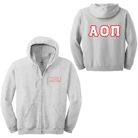 Alpha Omicron Pi Sorority Full-Zip Hoodie - G186 - TWILL