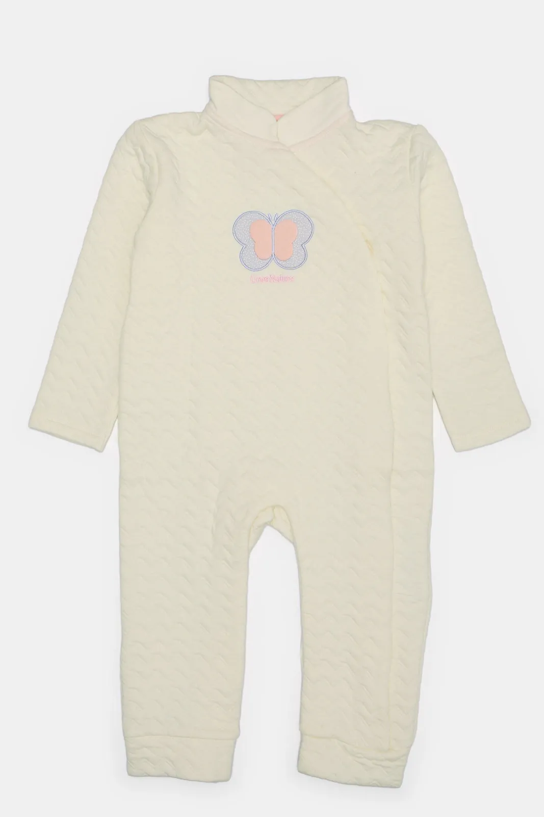 Baby Cream Jacquard Butterfly Romper