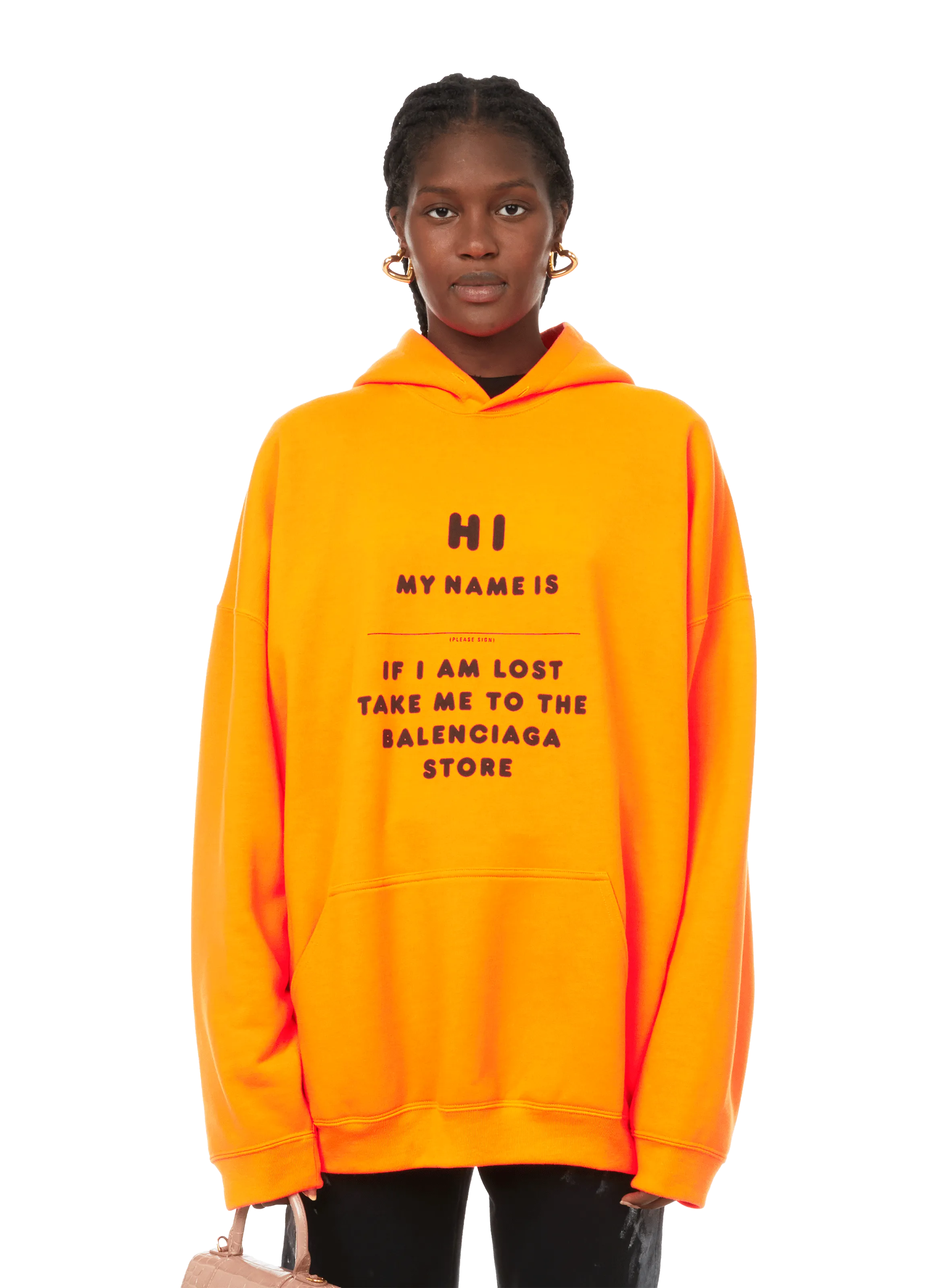 BALENCIAGA  Hi My Name Is cotton-blend hoodie - Orange