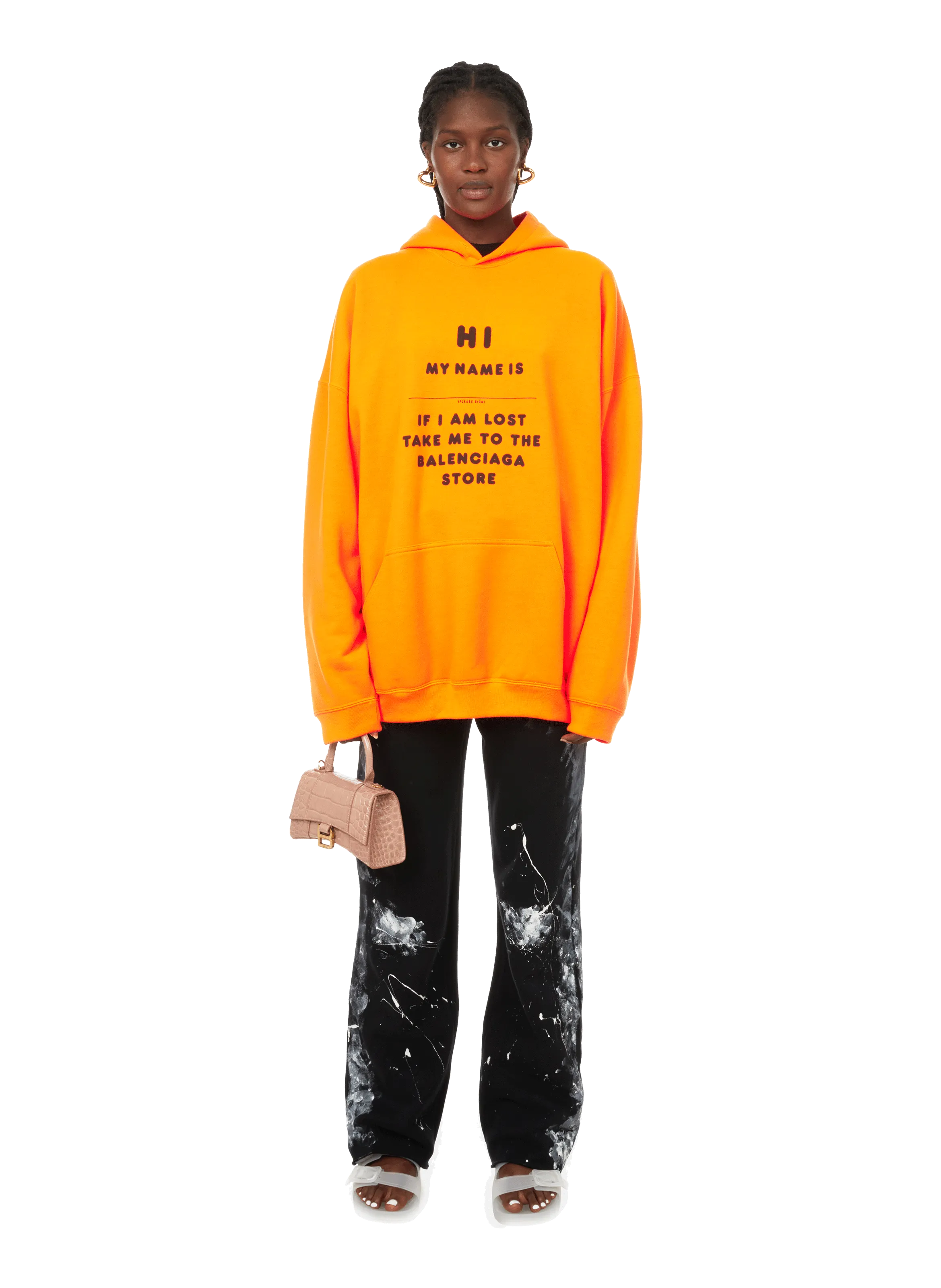 BALENCIAGA  Hi My Name Is cotton-blend hoodie - Orange