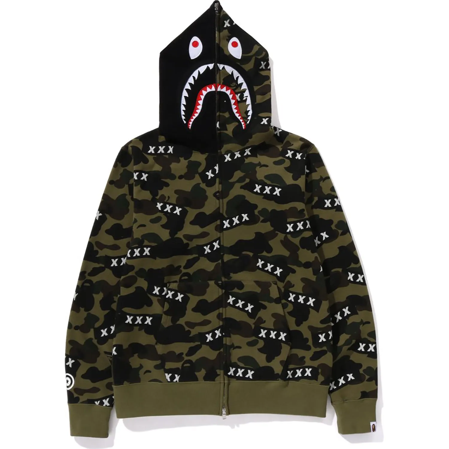 BAPE X GOD SELECTION XXX SHARK FULL ZIP HOODIE MENS