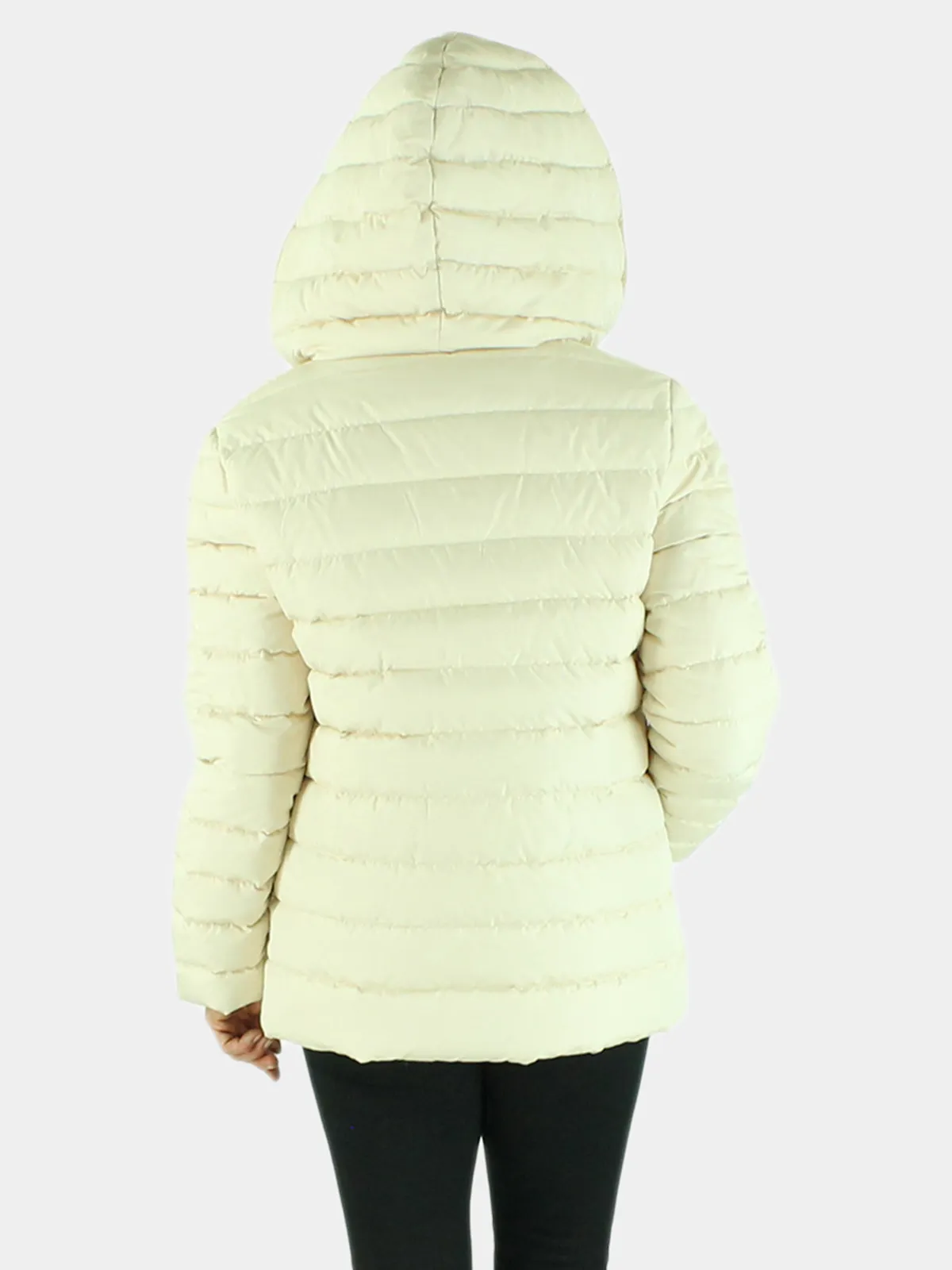 Beige Quilted Fabric Jacket with Zip-out Multicolored Mink Liner | Day Furs