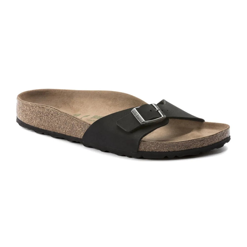 Birkenstock Madrid Vegan Black Birkibuc Women’s Sandals (Narrow)