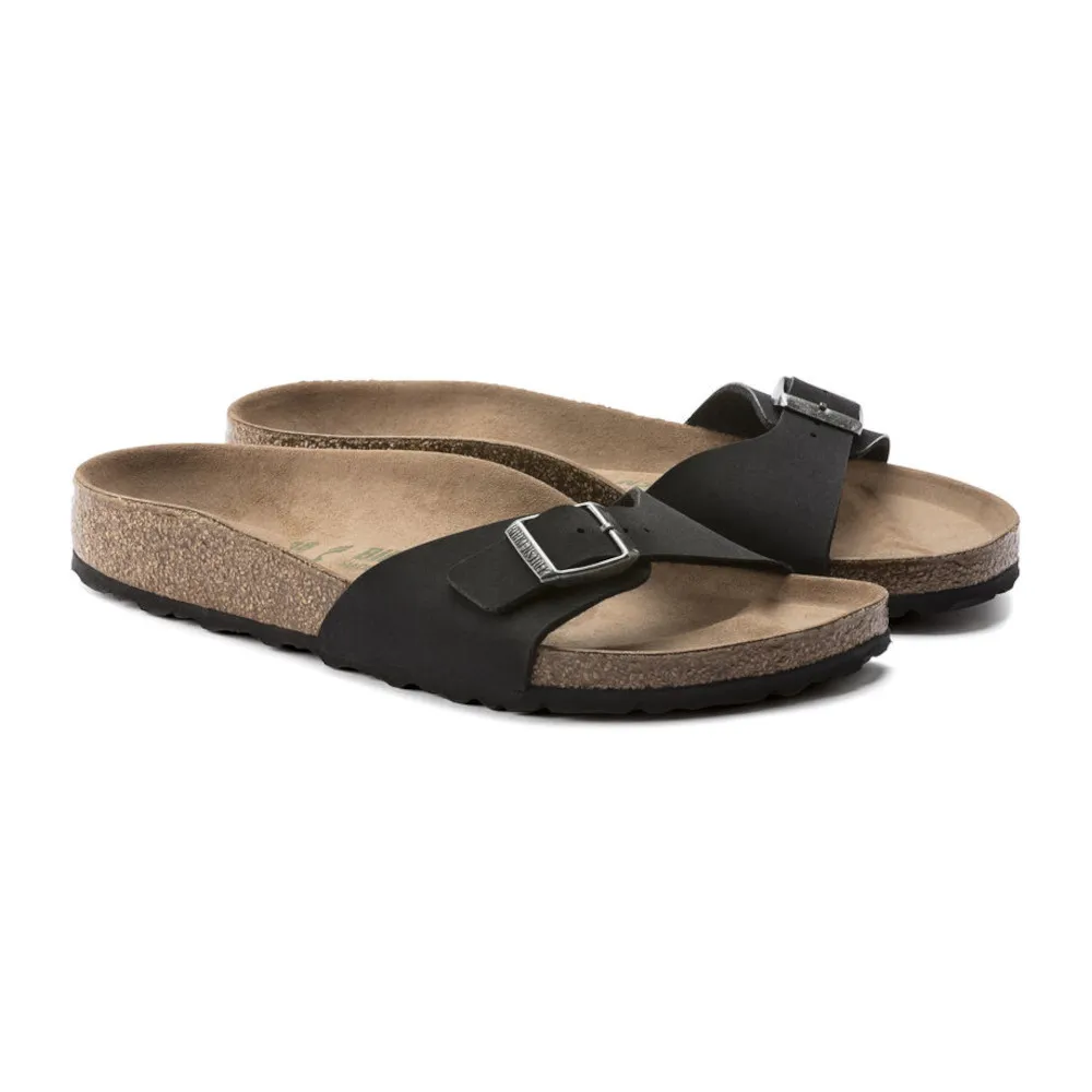 Birkenstock Madrid Vegan Black Birkibuc Women’s Sandals (Narrow)