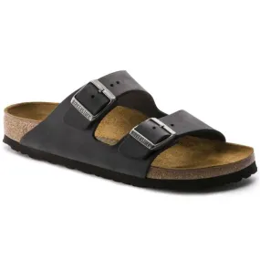 Birkenstock Unisex Arizona Oiled Leather Black Sandals - Narrow Fit