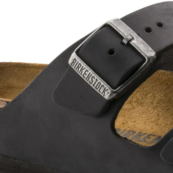 Birkenstock Unisex Arizona Oiled Leather Black Sandals - Narrow Fit