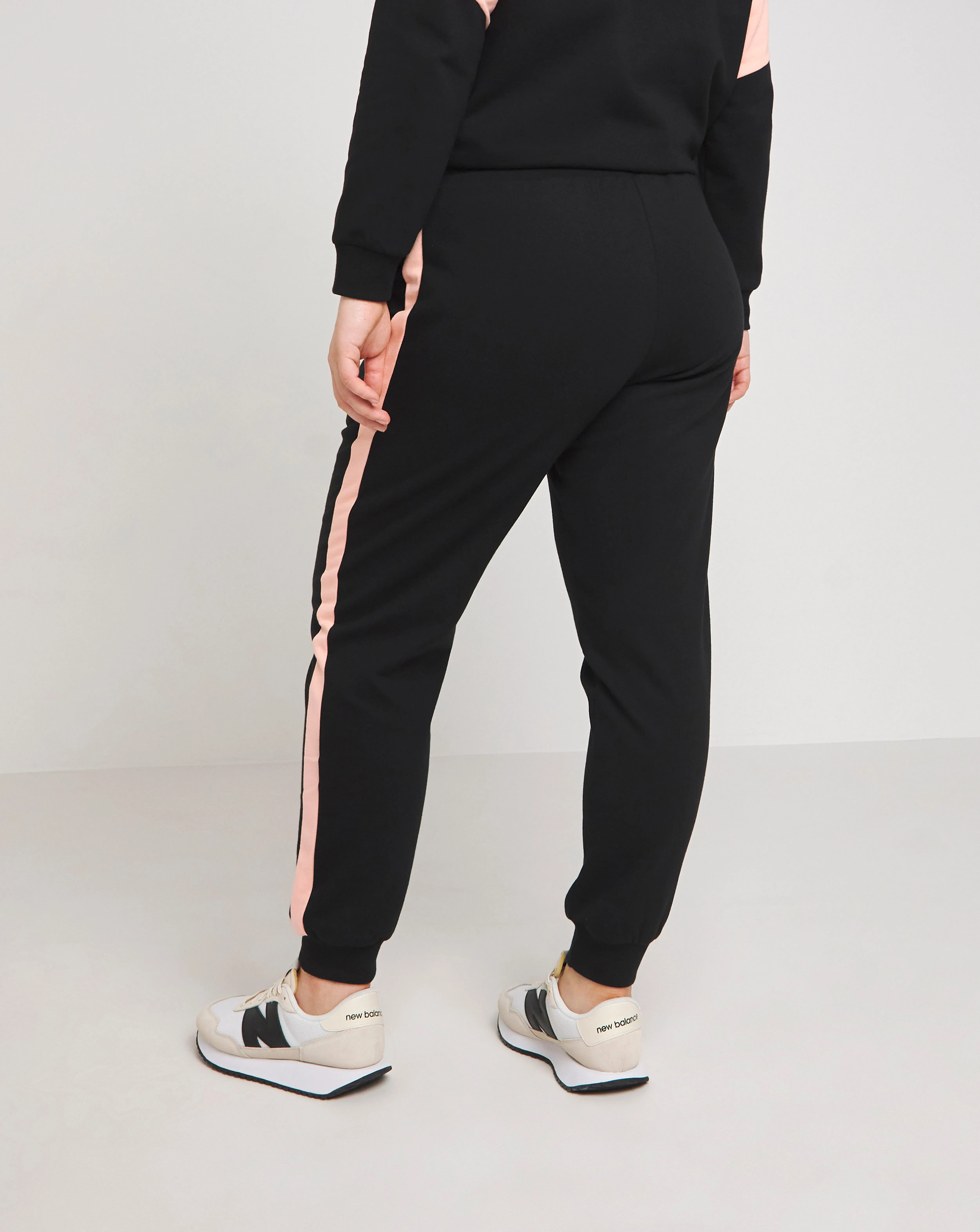 Black and Peach Side Stripe Joggers | Simply Be