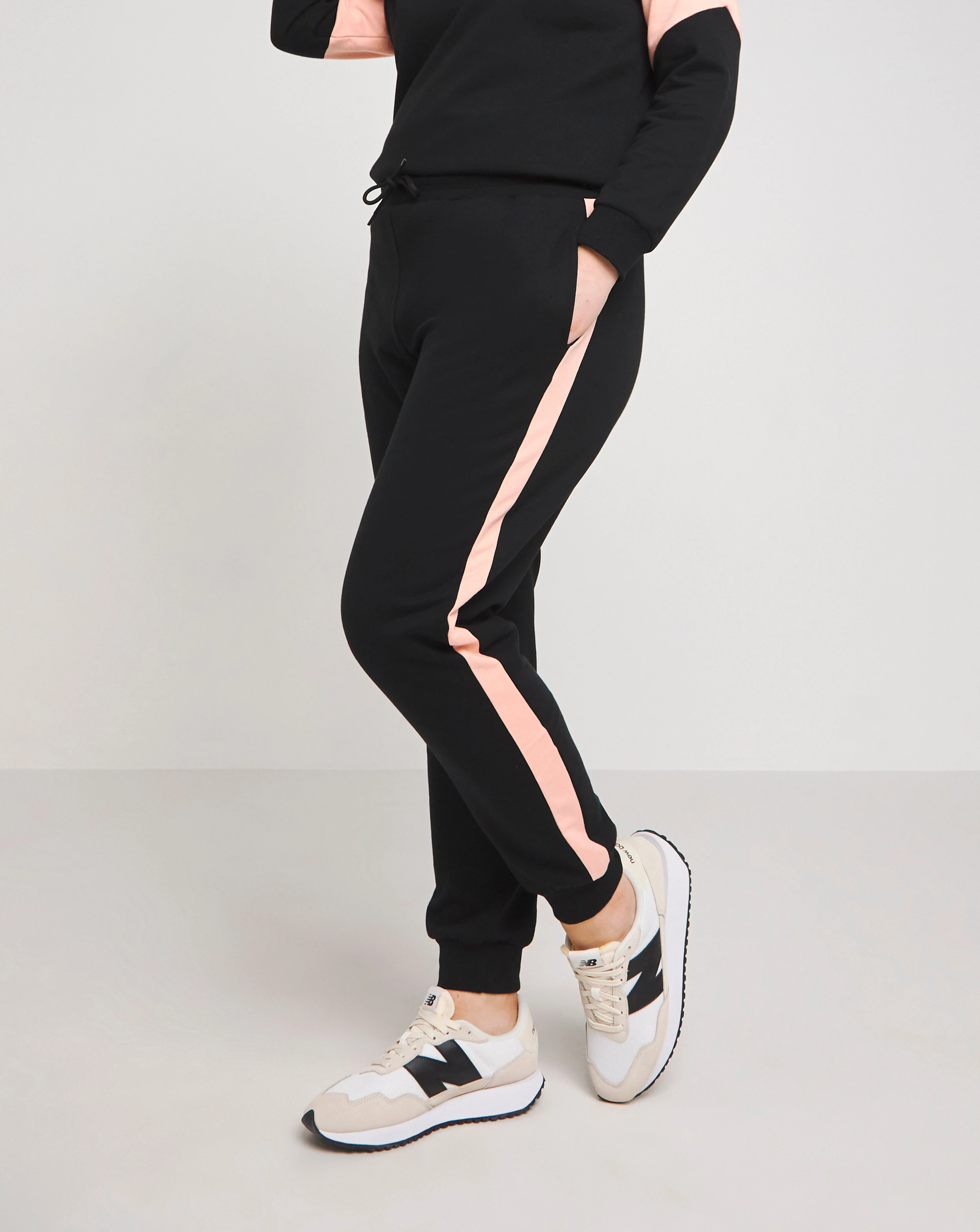 Black and Peach Side Stripe Joggers | Simply Be