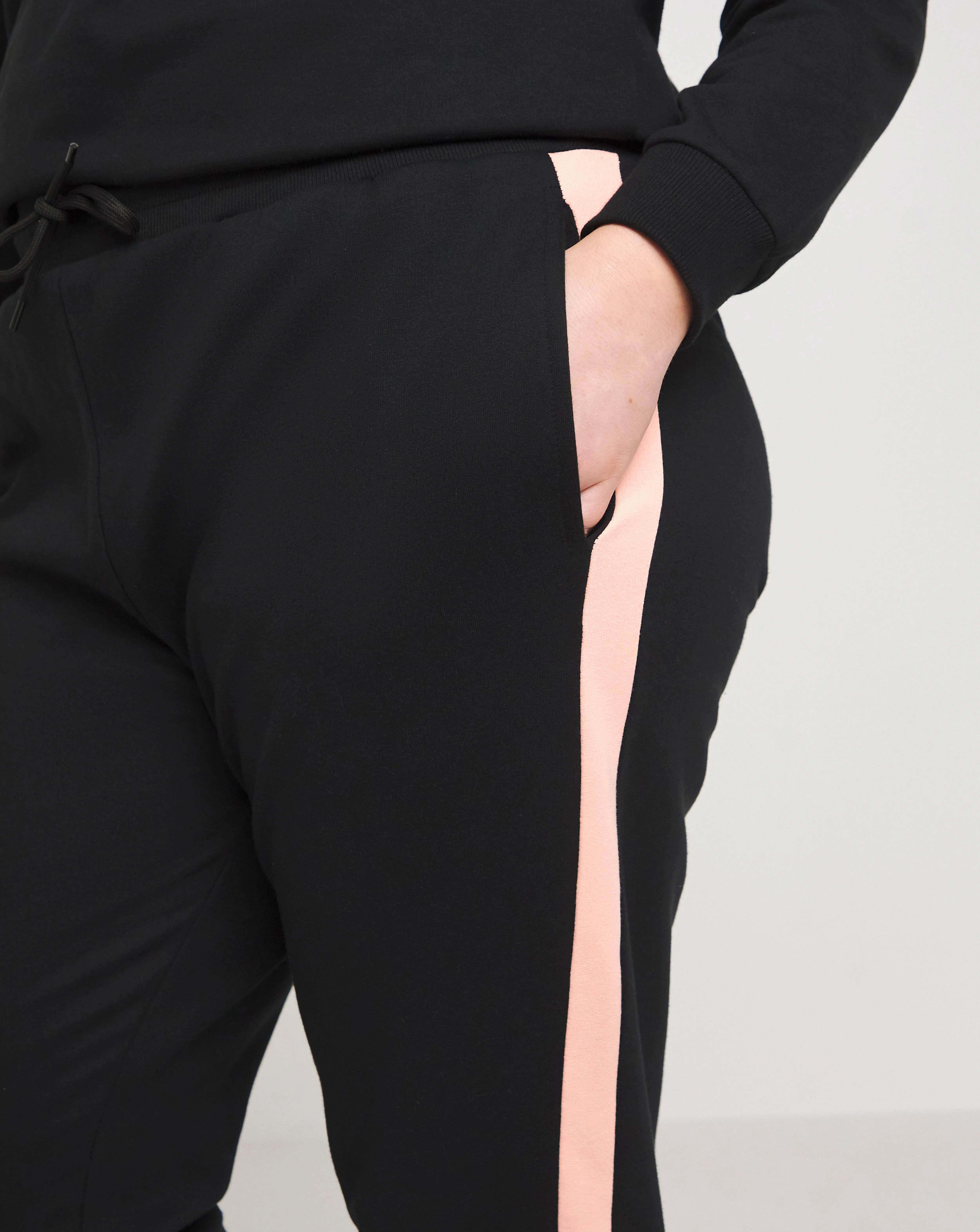 Black and Peach Side Stripe Joggers | Simply Be