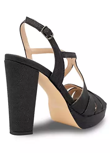 Black Glitter Platform Sandals by Paradox London | Look Again