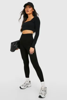 Black High Waisted Basic Leggings