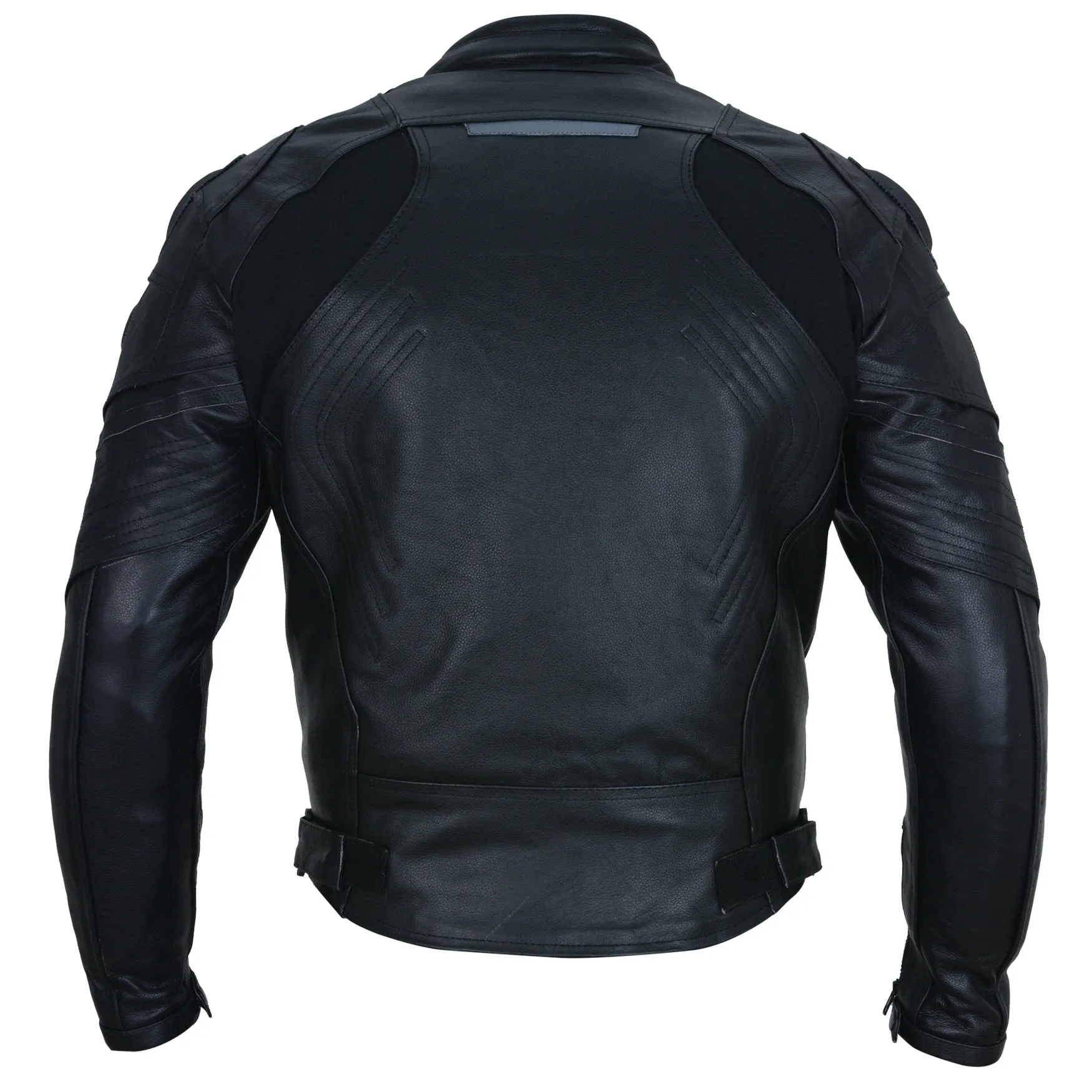 Black Leather Motorcycle Jacket - Protective Armor Leather Biker Moto - Leather Skin Shop