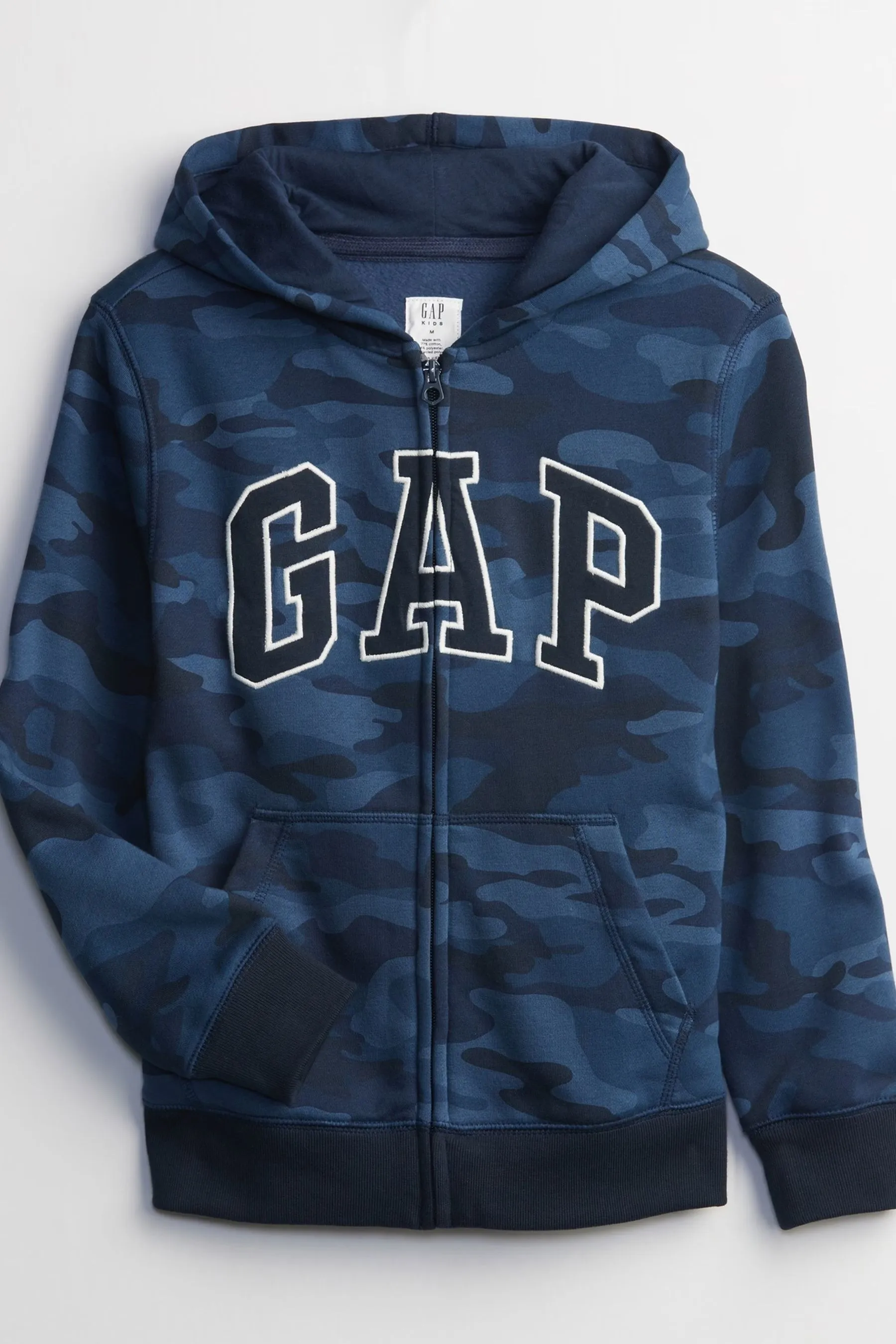 Blue Camoflauge Logo Print Zip Through Hoodie (4-13yrs)