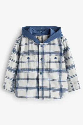 Blue Organic Cotton Hooded Flannel Shirt (6mths-5yrs)