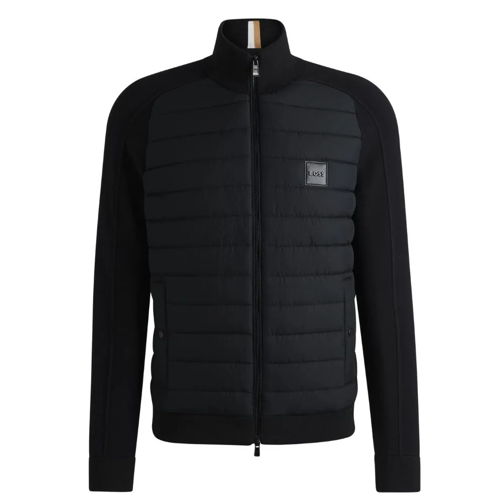 BOSS Black Padded Zip Up Jacket With Logo Badge | Menswear Online