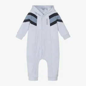 Boys Blue Cotton Hooded Romper