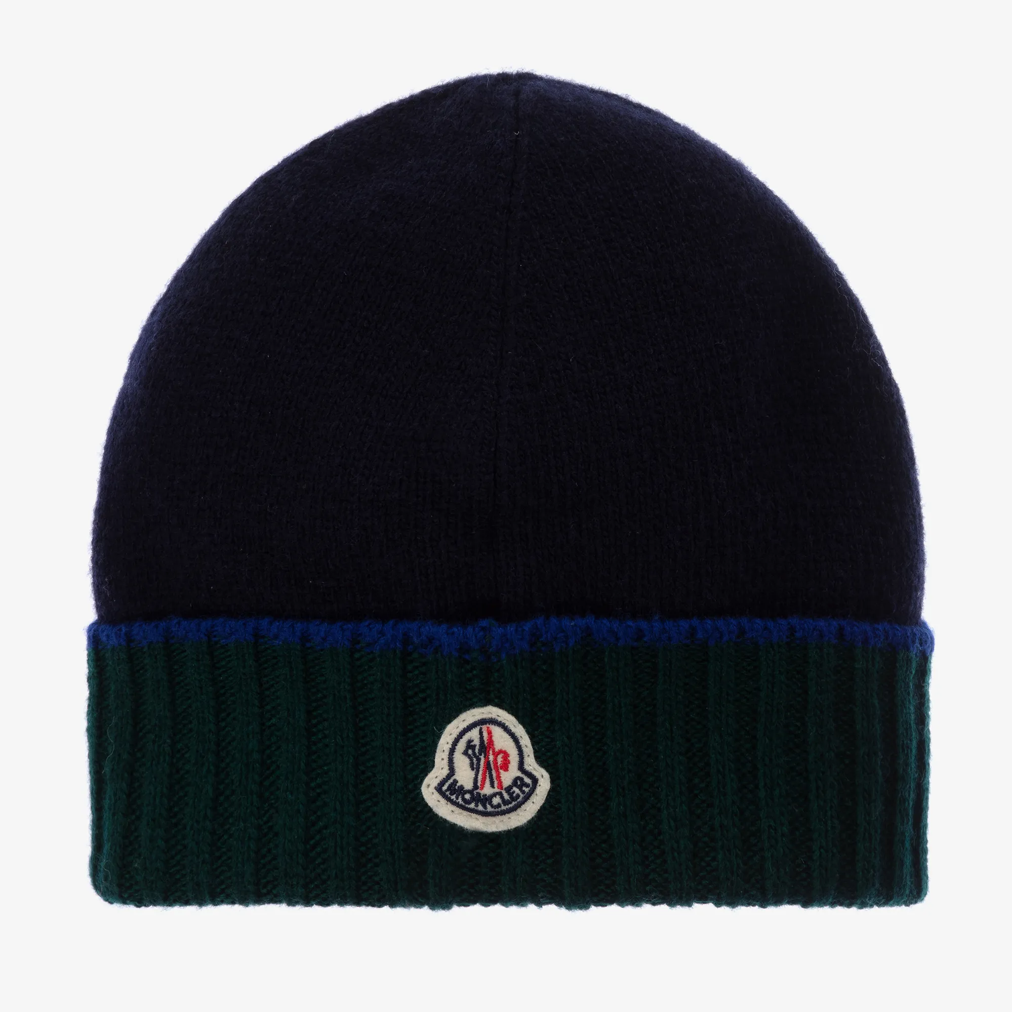 Boys Navy Blue & Green Wool Hat