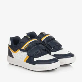 Boys Navy Blue & White Velcro Trainers