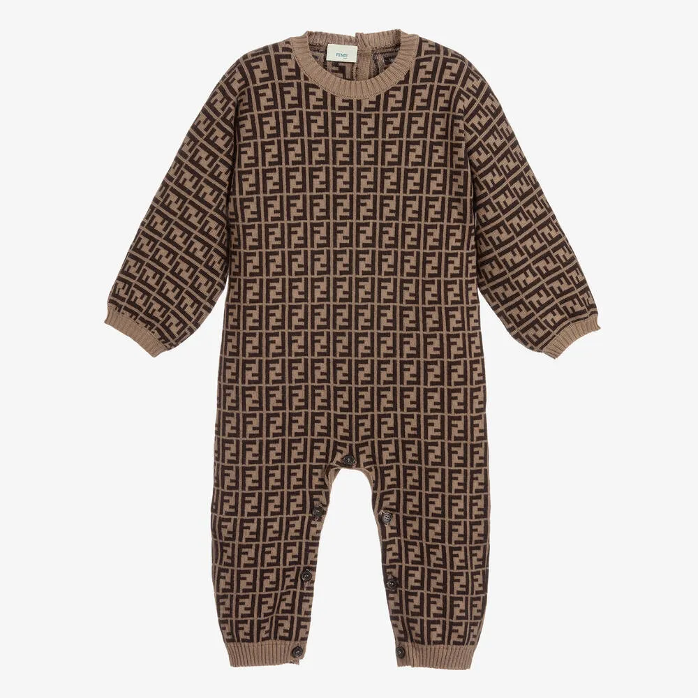 Brown FF Logo Baby Romper