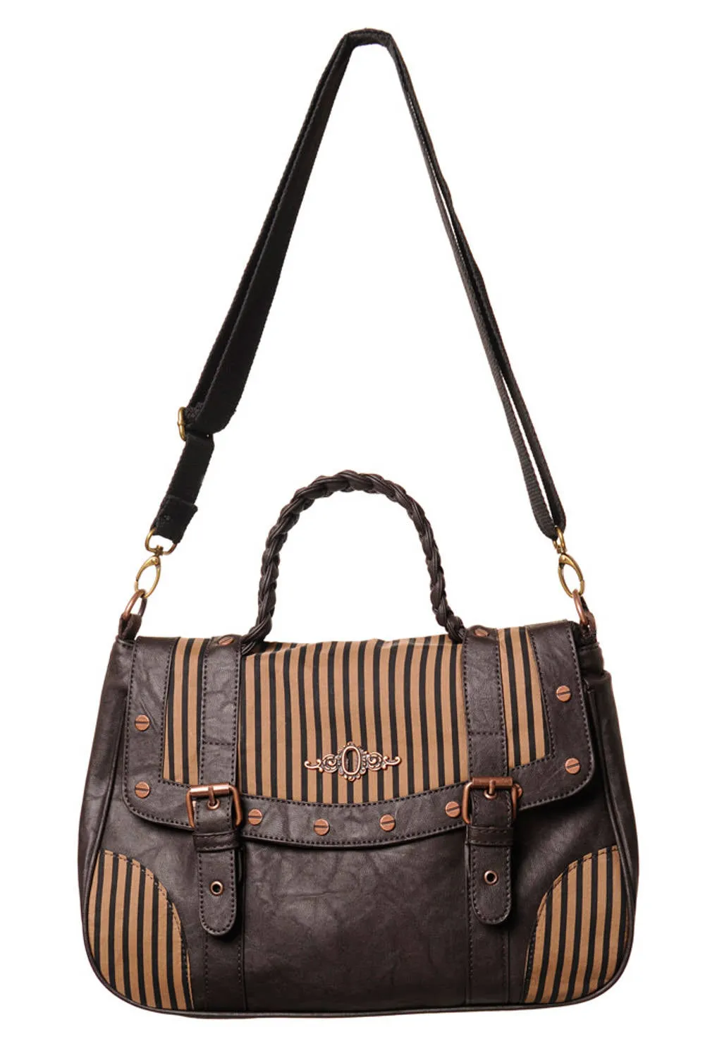 Brown stripe steampunk handbag - Banned alternative wear