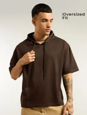 Buy Brown Hooded Oversized T-Shirt Online in India -Beyoung