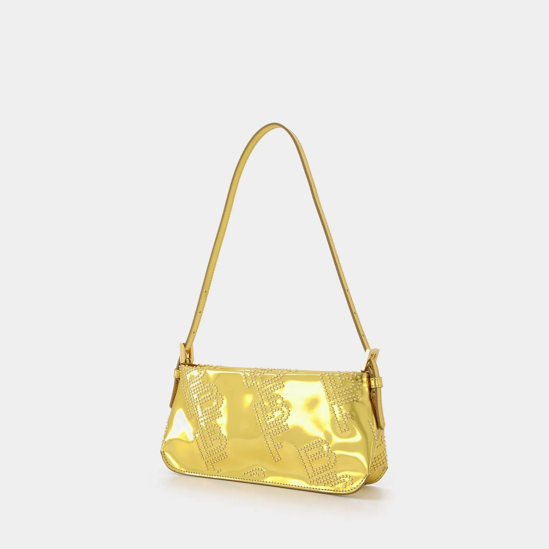 By Far  Dulce Gold Stud Bag in Gold Leather