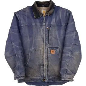 Carhartt Sherpa Lined Denim Sunfaded Workwear Jacket Blue C61 DPB