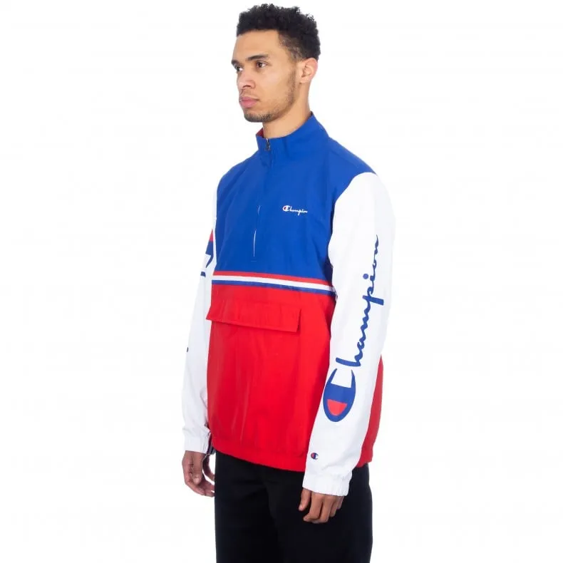 Champion Reverse Weave Half-Zip Pullover Striped Track Jacket (Red)