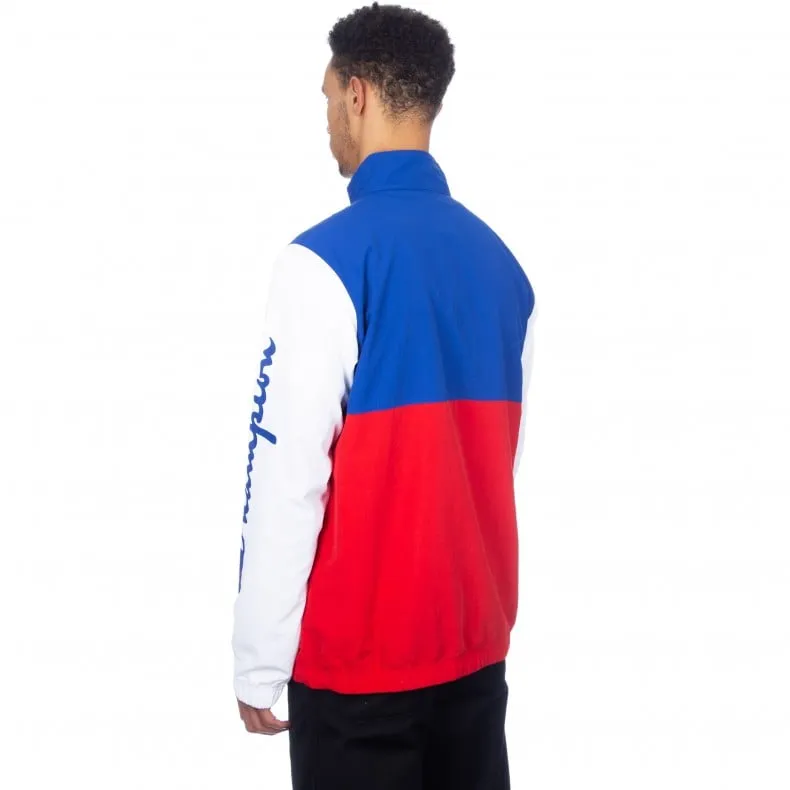 Champion Reverse Weave Half-Zip Pullover Striped Track Jacket (Red)