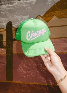 Chicago Script Trucker Hat - Kelly Green