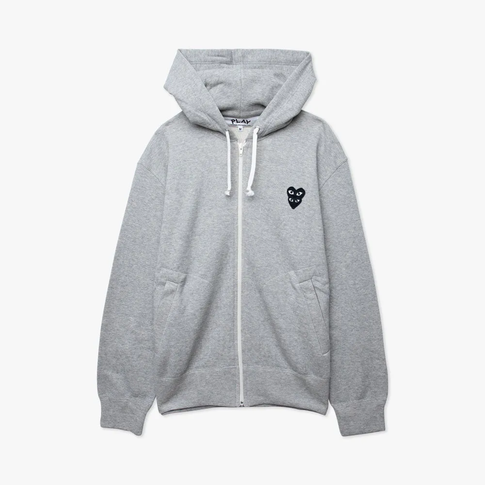 COMME des GARONS PLAY Double Heart Full Zip Hoodie / Grey