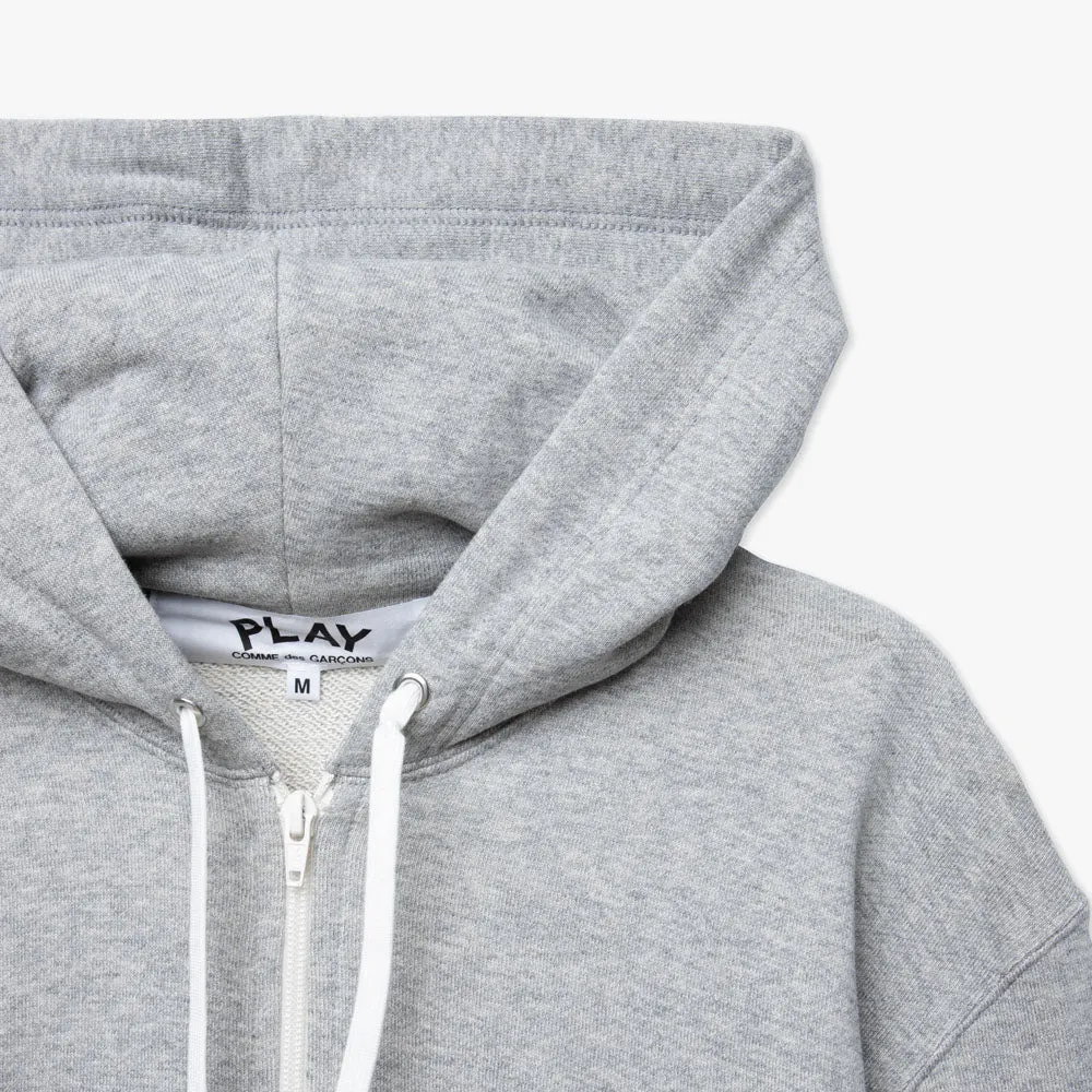 COMME des GARONS PLAY Double Heart Full Zip Hoodie / Grey