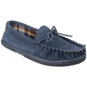 Cotswold Alberta Slip On Moccasin Slipper Navy