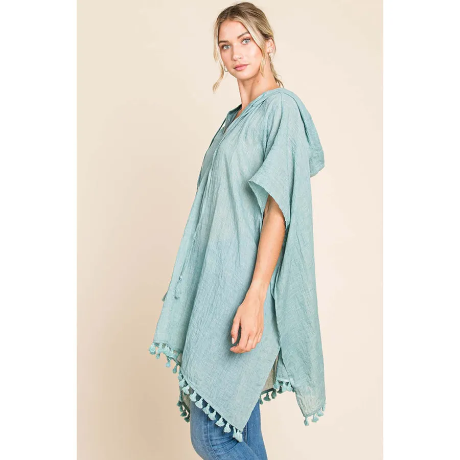 Cotton Bleu by Nu Label Tassel Hem Hooded Cover Up