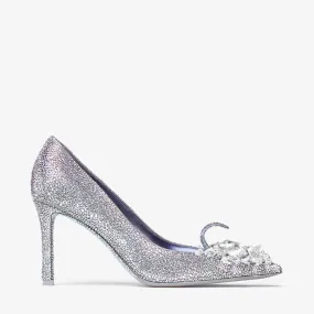 Crystal Slipper 85 Iridescent Crystal Pointed-Toe Pumps with Hearts