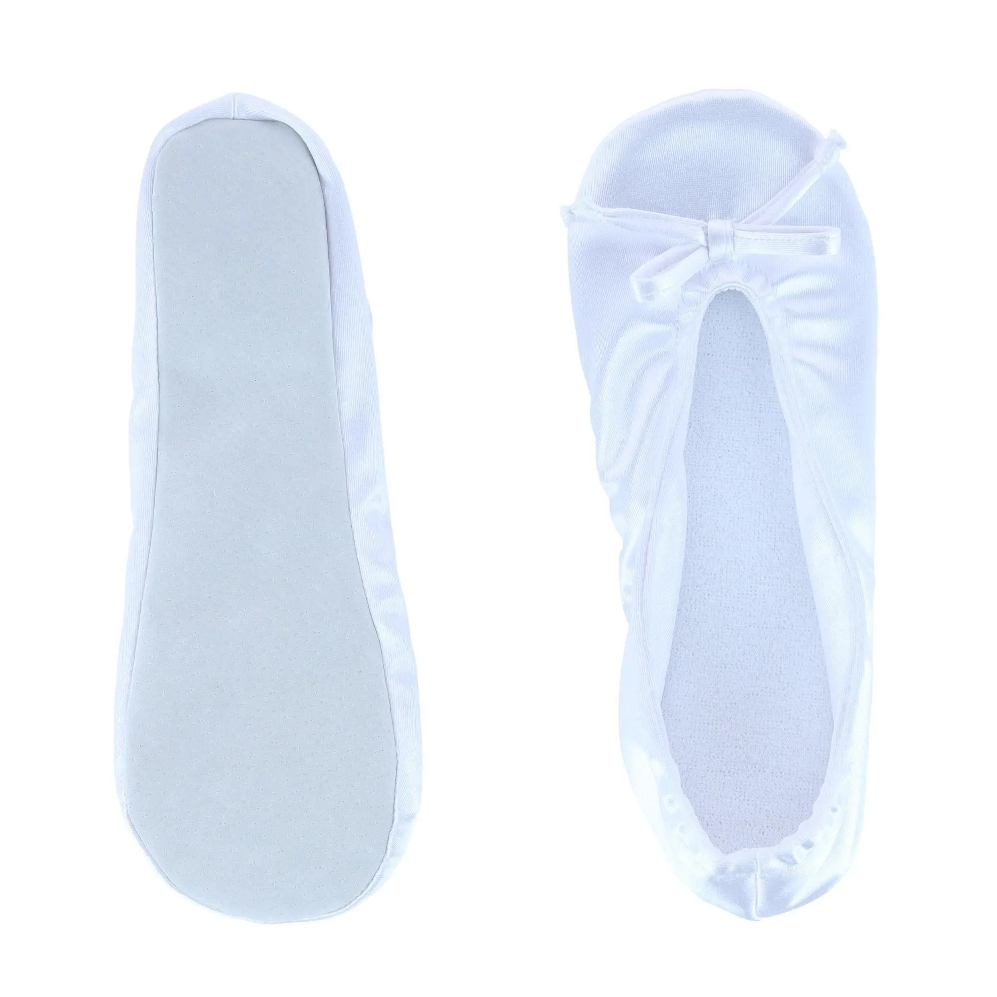 CTM Women's Satin Ballerina Slipper House Shoe (Pack of 2)