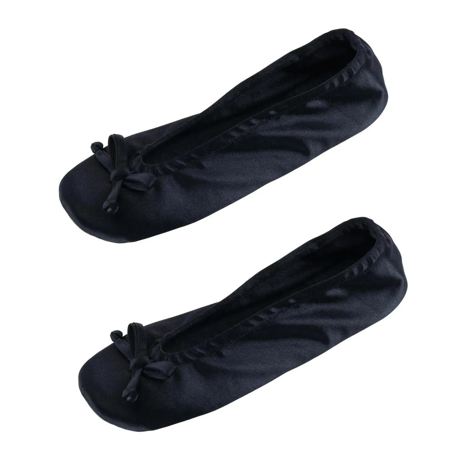 CTM Women's Satin Ballerina Slipper House Shoe (Pack of 2)