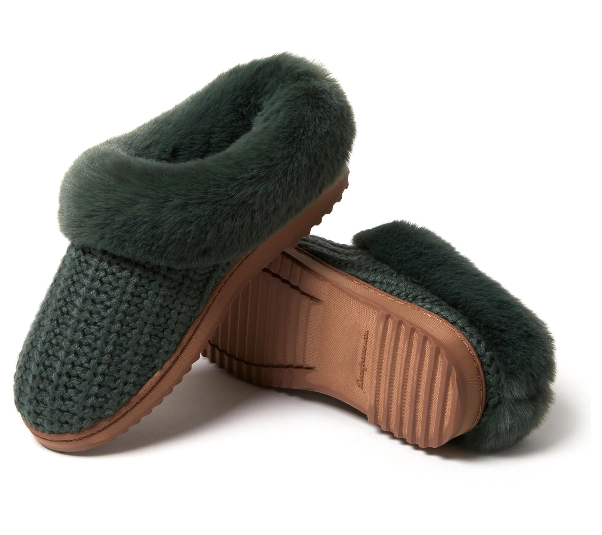 Dearfoams Women's Indoor Outdoor Memory Foam Knit Clog Slipper