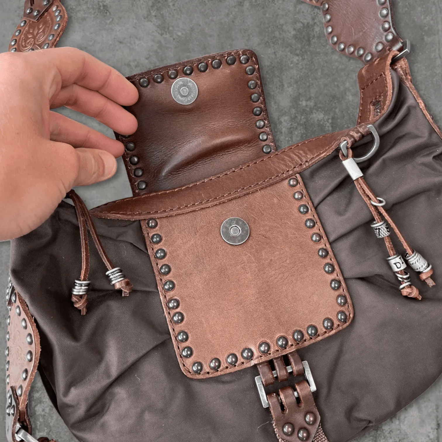 DIESEL LEATHER AND NYLON SIDE BAG