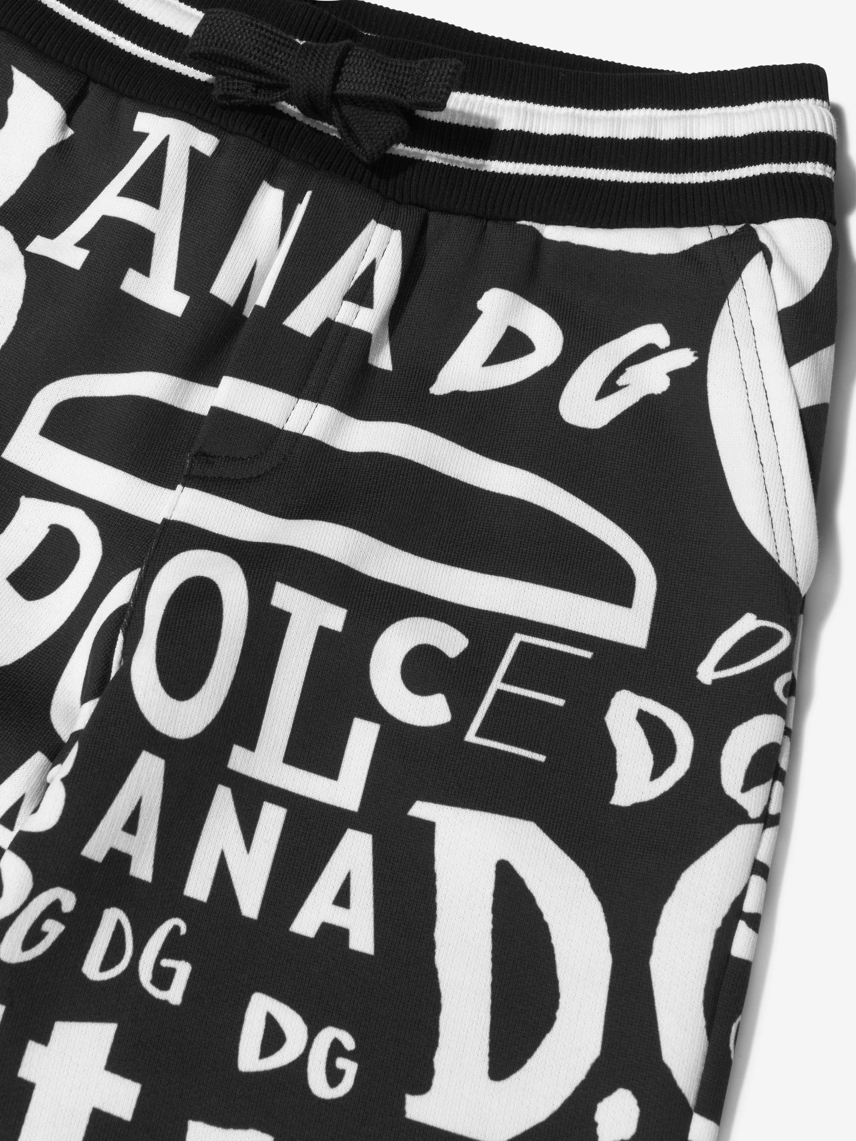 Dolce & Gabbana Boys Black Cotton Lettering Joggers