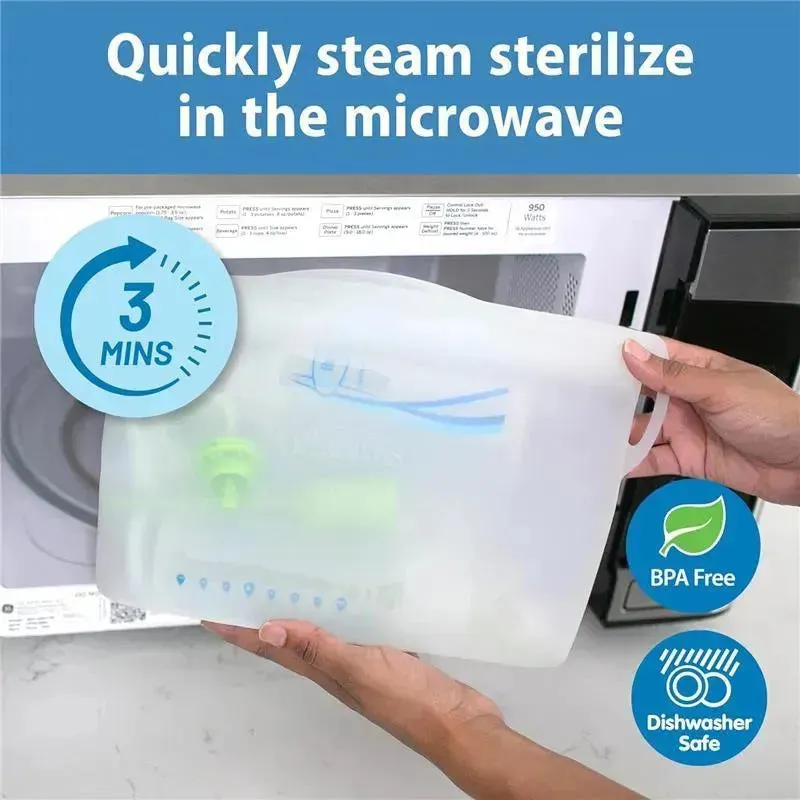 Dr Brown - 100% Silicone Microwave Steam Sterilizer Bag, Reusable Sterilizing Bag