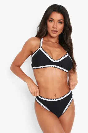 Embroidered Edge Bikini Crop Top