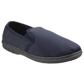 Fleet & Foster John Twin Gusset Memory Foam Slipper Navy