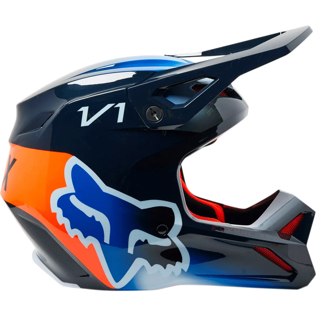 Fox - V1 Toxsyk Navy/Orange Helmet